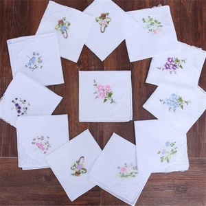 Elegant Womens Ladies Embroidered Lace Hankies Butterfly Floral Hankerchief - Picture 1 of 12