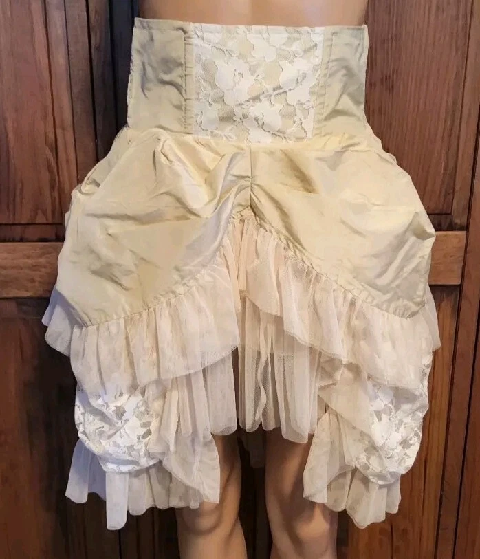 BURLESKA Cream & Lace S Skirt Burlesque Saloon Steampunk Boho Reinactment NEW - Image 1 of 4