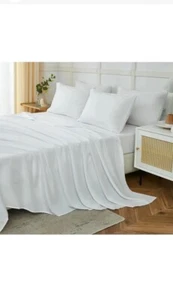 ILAVANDE White King Sheets Set 6 Piece,Hotel Luxury Super Soft 1800 Series New - Picture 1 of 13