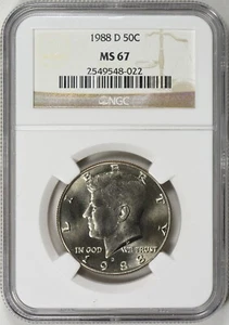 1988-D Kennedy Half Dollar 50c NGC MS 67 - Picture 1 of 6