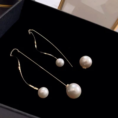 Unique AAAA 5-10mm south sea White natural​ round pearl Earrings14k Gold filled - Image 1 of 4