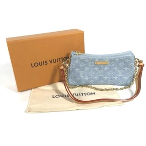 Rank SA! LOUIS VUITTON Pochette Liv Monogram Denim Sky Blue M83532 w/Box Auth - Picture 1 of 14