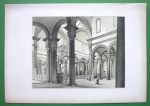 FIRENZE Interno della Basilica di Santo Spirito - Stampa litografica colorata 1860 - Foto 1 di 1