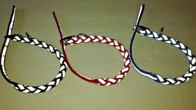 NYLON REFLECTANTE trenzado redondo * Hebilla * Collar de perro mediano = 11" - 15" Foto 1 de 4