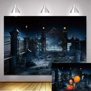 Halloween Horror Night Backdrop Cemetery Confinement Halloween Party Background - Picture 1 of 9