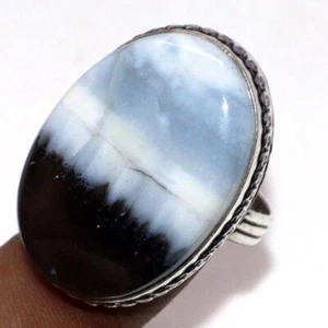 Anillo enchapado en plata 925 ópalo azul Owhyee EE. UU. 8,5 regalos para novia GW - Imagen 1 de 3