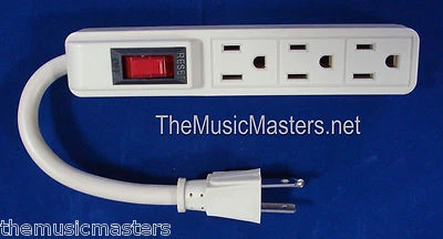 3 Outlet Mini Add-on DJ Band AC POWER STRIP w/ Lighted On/Off Switch 5 inch Cord - Image 1 of 4