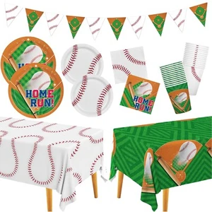 Baseball Party Supplies Kit for 24 - Complete with Dinner & Dessert Plates, N... - Picture 1 of 7