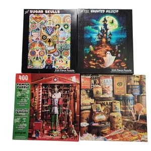 Teschio di Zucchero Halloween Natale Vintage Lotto di 4 Puzzle 400-550 Pezzi - Foto 1 di 10