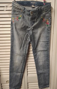 Cat & Jack SZ 14 Girls Jeggings Embroidered Flower Pockets Adjustable Waist - Picture 1 of 5