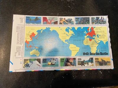 Scott #2697 WW II 1942 Into the Battle Pane of 10 (Half Sheet) 29¢ Stamps (1992) - Image 1 of 4