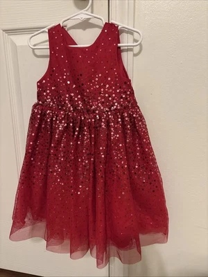 H & M платье девочек США размер 7 блестки красный бак платье ярусная юбка - Изображение 1 из 3