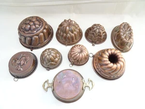 Konvolut 9 st altes Kupfer Backformen - Bild 1 von 9