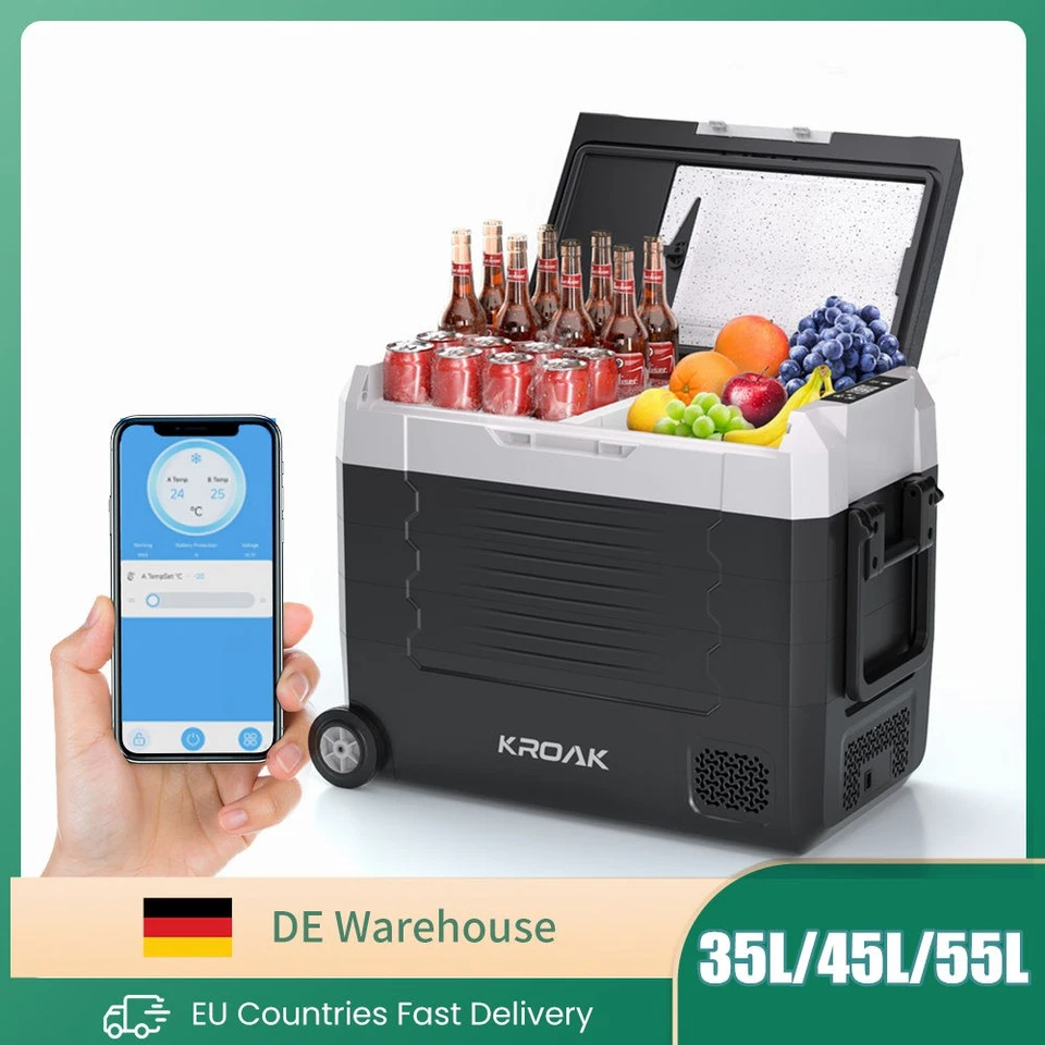 KROAK Kompressor Kühlbox elektrisch Auto Gefrierbox Camping Kühlschrank APP
