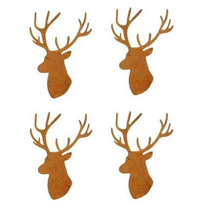 4er Set Kerzenstecker Hirschkopf Hirsch Metall Rost Kerzenpiekser Advent Deko - Bild 1 von 4