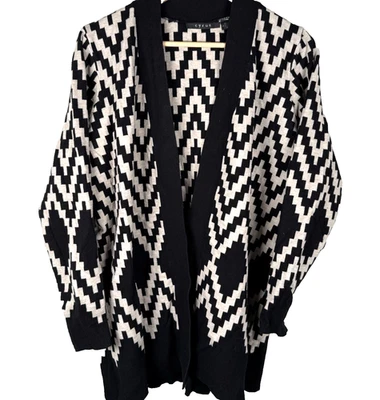 Cárdigan largo abierto tejido Cyrus suéter geométrico silencioso de lujo para mujer XL Foto 1 de 4
