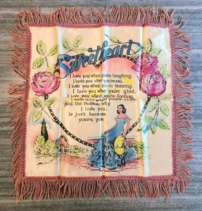 Vintage Sweetheart Souvenir Fabric Tapestry Wall Hanging - Picture 1 of 1