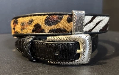 Vintage Brighton Animal Print Skinny Leather Belt Women's M30~Q3903~Western Look - Image 1 of 4