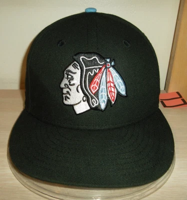 CHICAGO BLACKHAWKS BASEBALL CAP/HAT-NEW ERA 59FIFTY 7 1/8" BLACK/STANLEY CUP/NOS - Image 1 of 4
