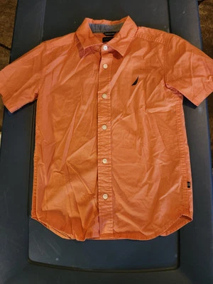 NAUTICA button up short sleeve shirt. SIze 8 Orange.  - Image 1 of 4