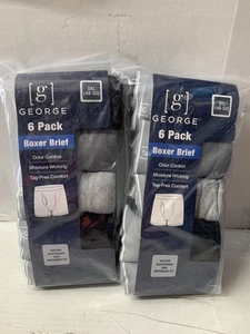 12 (2 Confezioni da 6) Slip Boxer Uomo George 3XL XXXL -Grigio Nero - Nuovo!! - Foto 1 di 7