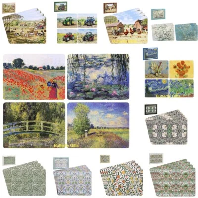 Set of 4 Non Slip Placemats Dining Table Mats Cork Back or Set of Coasters - Image 1 of 4