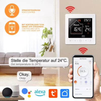 Smart Thermostat WiFi Kompatibel mit Tuya Smart Life/Google Home/Alexa 16A Neu - Bild 1 von 4