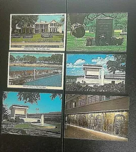 VINTAGE~6 LBJ POSTCARDS~LYNDON BAINES JOHNSON~LIBRARY & MUSEUM,RANCH,GRAVE~LOT#D - Picture 1 of 7
