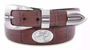 Zeppelin Clemson Concho Croc Tan Leather Belt - Size 34 Waist - Picture 1 of 1