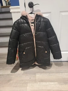 Michael Kors Girls size 14 BlackFaux Fur Hooded Winter Quilted Puffer Jacket - Picture 1 of 9