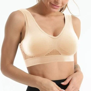 Bralette for Women Seamless Bras for Women Padded Sports Bra Wirefree - Beige L - Picture 1 of 7