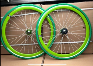 NOLOGO GREEN 700C Single Speed wheelsets Fixed Fixie 700c flip-flop hub A - Picture 1 of 4