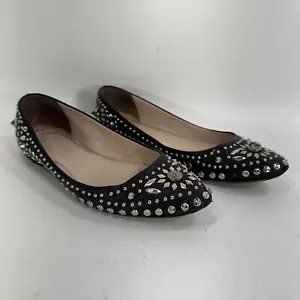 Ballerine Versace in pelle nera con borchie scarpe da donna taglia 37 US 7 - Foto 1 di 12