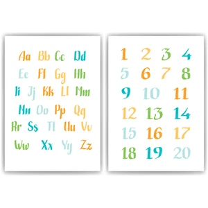 ABC Kinderposter 2er Set Alphabet Lernposter Buchstaben & Zahlen | Kinderzimmer  - Bild 1 von 4