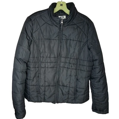 Athletic Works Black Quilted Puffer Coat Size Medium Zip Front Mock Neck - Image 1 of 4