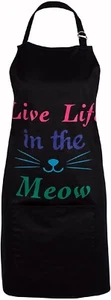 Delantal de chef de cocina 100 % algodón Cat Lovers "Live Life in the Maullido" - Imagen 1 de 4