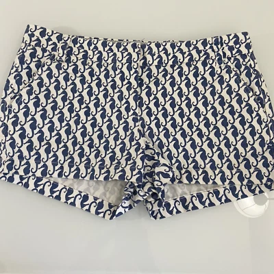 Pantalones Cortos Para Mujer J Crew Clásicos Chinos Estampado Caballito de Mar Algodón Talla 6 Playa Náutica Foto 1 de 4