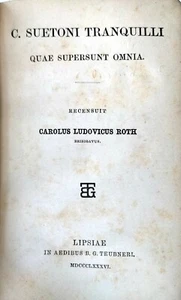 C. SUETONIO TRANQUILLO QUE SOBRAN TODAS ROTH Teubner 1886 Svetoni Svetonio - Imagen 1 de 5