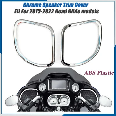 Chrome Front Speaker Trim For Harley Road Glide FLTRXS FLTRU 15-22 FLTRU 16-17 - Image 1 of 4