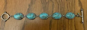 Lucky Brand Faux Turquoise Bracelet Feather, Toggle Closure EUC - Picture 1 of 5