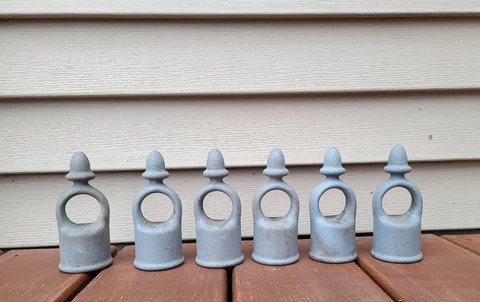 6 VINTAGE FENCE POST CAPS CAST METAL, Acorn Style fence post cap finial Cover