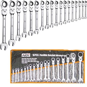 18 PCS NDI 2023 Flexi Head Ratchet Spanner Set 6MM-30MM Metric ND-0328 - Picture 1 of 7