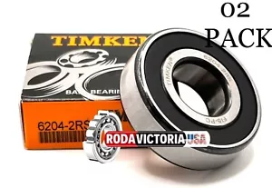 (2 PACK) TIMKEN 6204 2RS C3 DEEP GROOVE BALL BEARING, RUBBER SEALED 20x47x14 mm - Picture 1 of 5