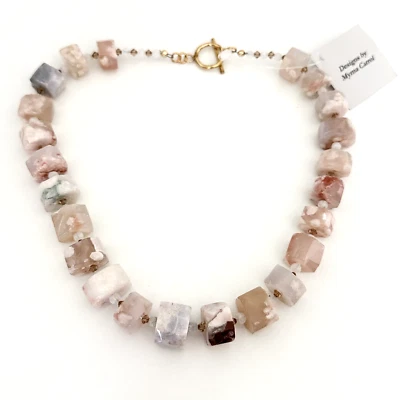 NWT Myrna Carrol Artisan Designer Pink Multicolor Gemstone Chunky Bead Necklace - Image 1 of 4