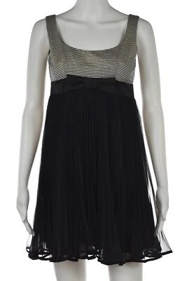 Nanette Lepore Womens Dress Size 0 Black Striped Sheath Cotton Party Cocktail - Image 1 of 4