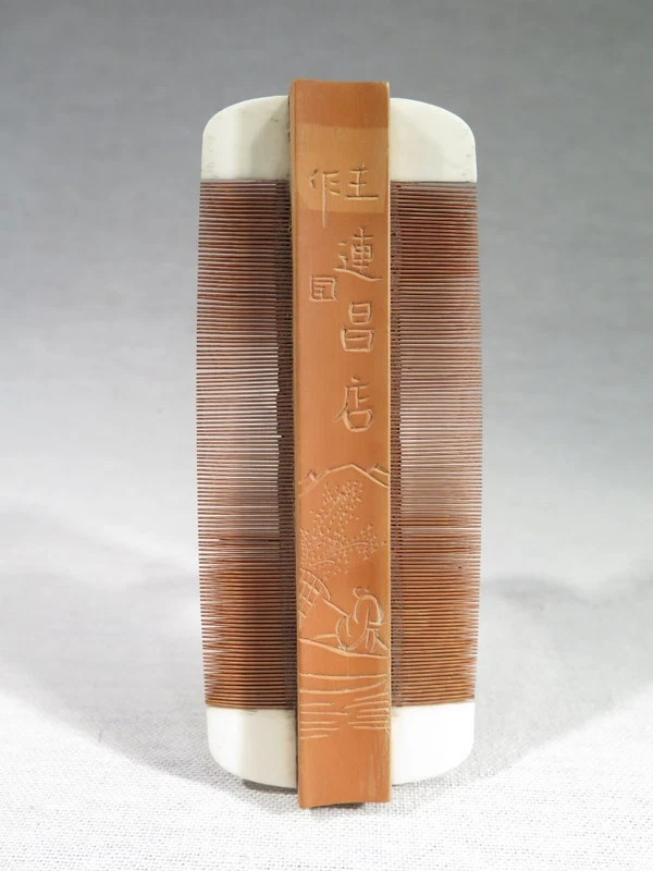 ANCIEN PEIGNE EXTREME ORIENT EN BAMBOU ET OS INSCRIPTIONS JAPON - Photo 1/1