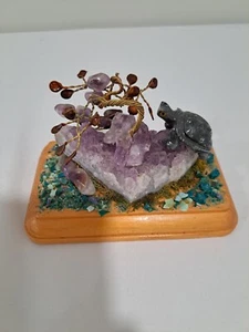 Geschnitzte Steinschildkröte klettern echte Amethyst Felsen Skulptur - Bild 1 von 5