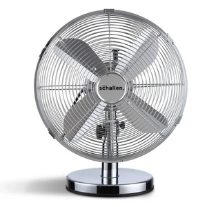 Schallen 12" Desk Fan Chrome 3 Speed Tilt Oscillating Electric Sturdy Metal - Picture 1 of 6