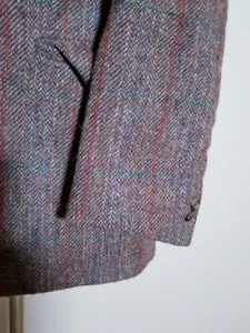 Blazer Abrigo Deportivo Chaqueta Harris 42R Vintage DONEGAL Tweed Lana Rojo Verde Azul - Imagen 1 de 6