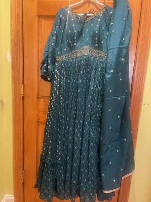 Indian Pakistani Festive Long Grown ￼women Bollywood Ethnic Party Wear Dress - Image 1 of 4